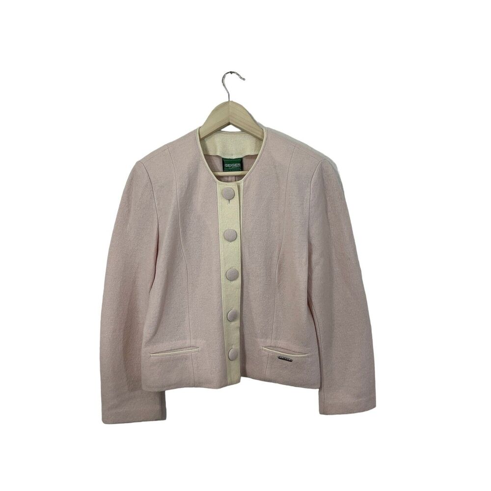 Geiger Collection 38 Austria Sweater Cardigan Soft Pink Wool Womens